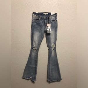 Brand New Denim Pants Low Rise Flare denim Distressed Denim